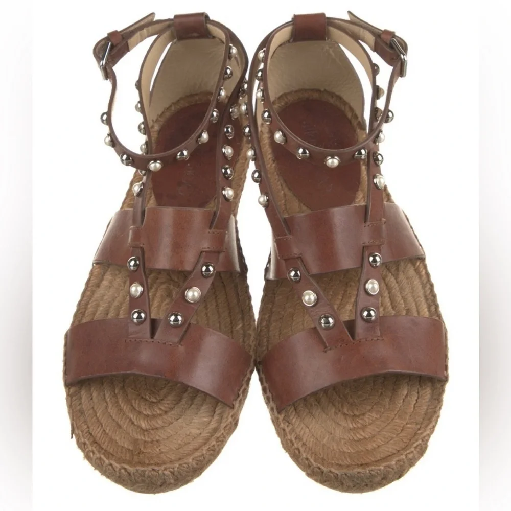 Jimmy Choo Denise leather espadrille sandals EU 38 tan brown